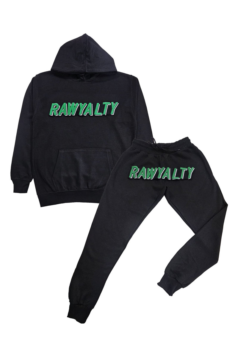 Men 004 RAWYALTY Green 3D Embroidery Hoodie and Jogger Set