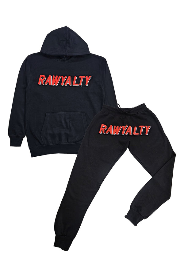 Men 004 RAWYALTY Red 3D Embroidery Hoodie and Jogger Set