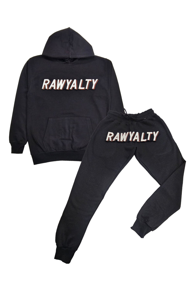 Men 004 RAWYALTY White 3D Embroidery Hoodie and Jogger Set