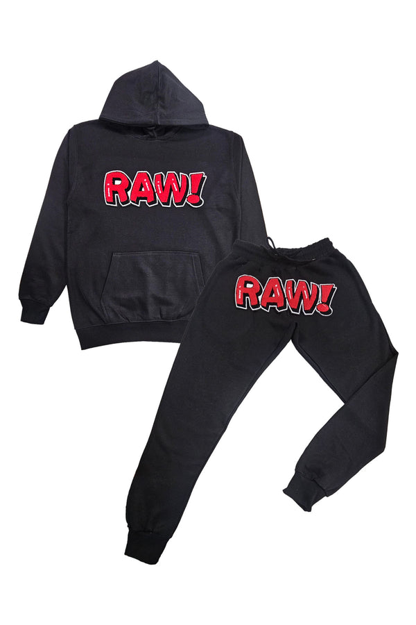 Men 006 RAW Bubble Red Chenille Hoodie and Jogger Set