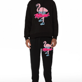 Men Flamingo Chenille Hoodie and Joggers Set