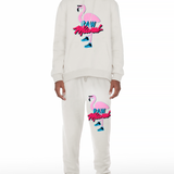 Men Flamingo Chenille Hoodie and Joggers Set