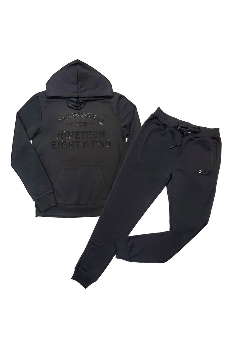 Men The Original -RAW- Black Silicone Hoodie and Joggers Set