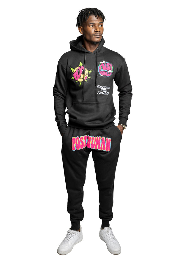 Men RAW Post Human Vs The World Chenille Hoodie and Joggers Set