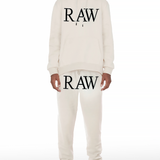 Men RAW 3D Black Chenille Hoodie and Joggers Set