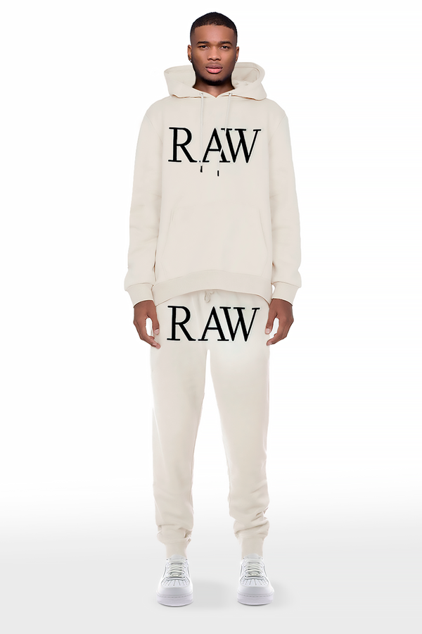 Men RAW 3D Black Chenille Hoodie and Joggers Set