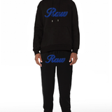 Men RAW Cursive Navy Chenille Hoodie and Joggers Set