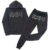 Men RAW Edition 1 Black Chenille Hoodie and Joggers Set