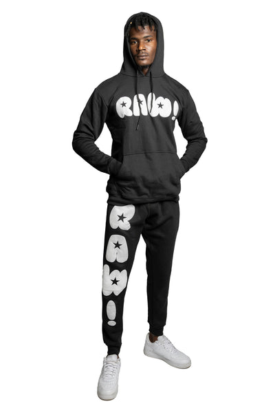 Men RAW Star White Puff Hoodie and Jogger Set | Rawyalty Clothing