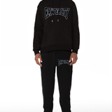 Men Rawyalty Black Chenille Hoodie and Joggers Set