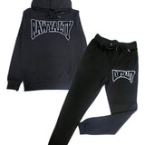 Men Rawyalty Black Chenille Hoodie and Joggers Set