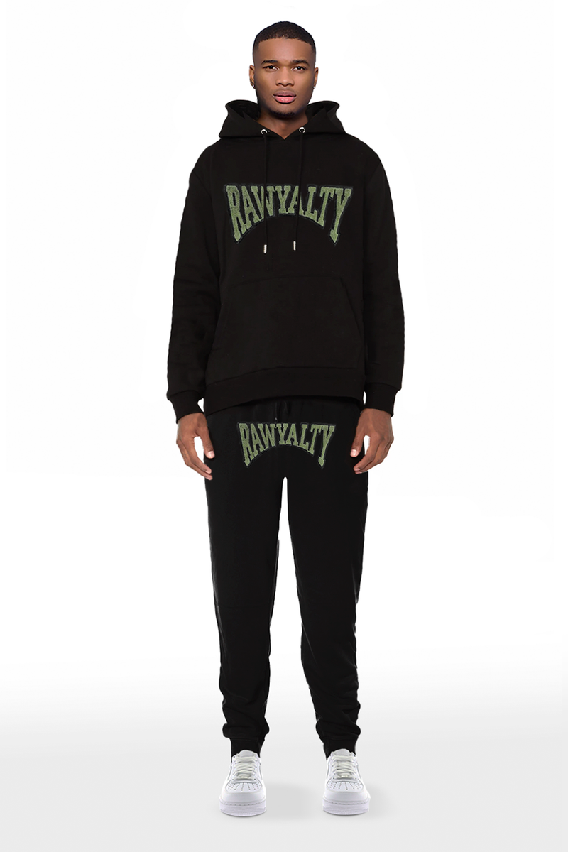 Men Rawyalty Olive Chenille Hoodie and Joggers Set