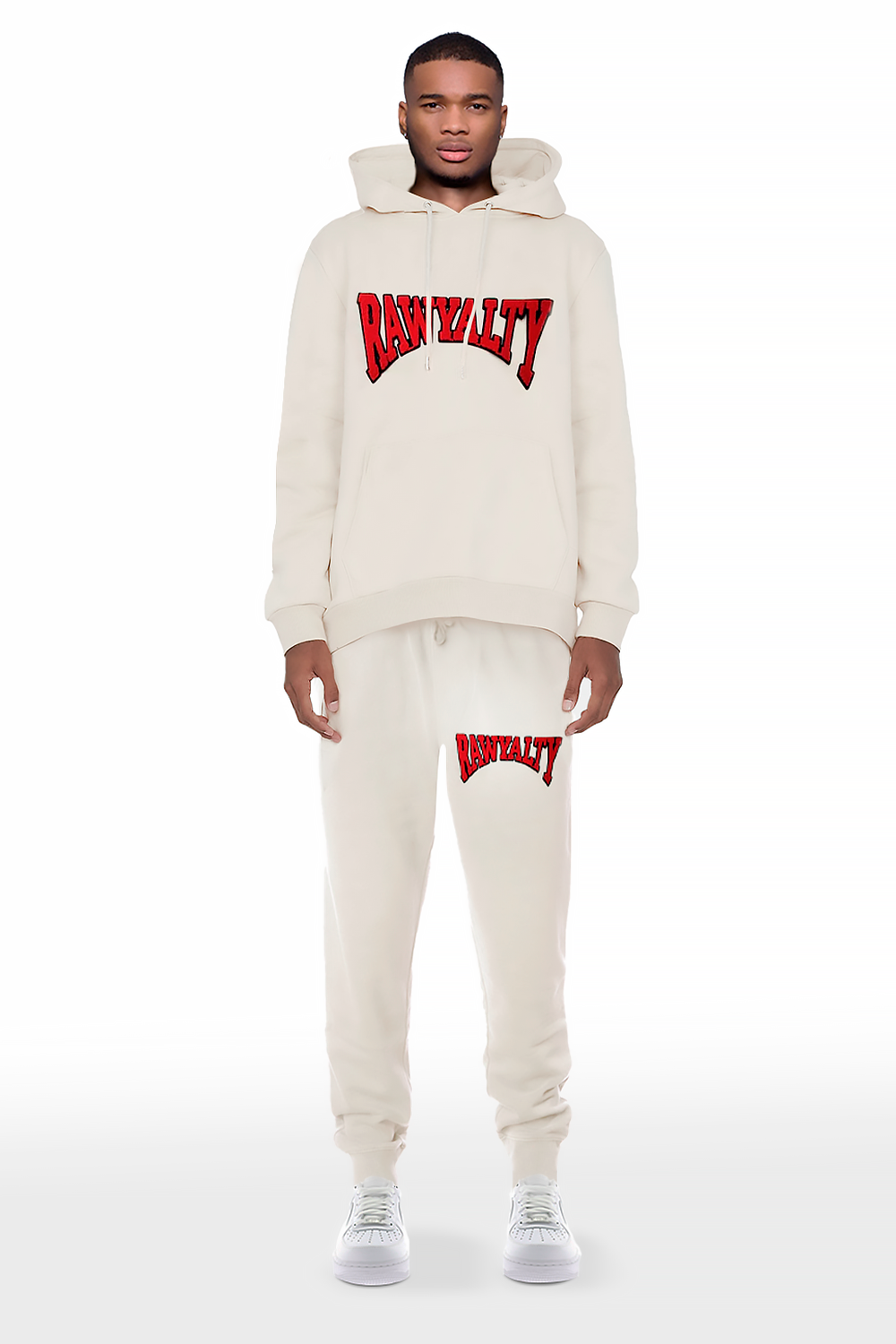 Men Rawyalty Red Chenille Hoodie and Joggers Set