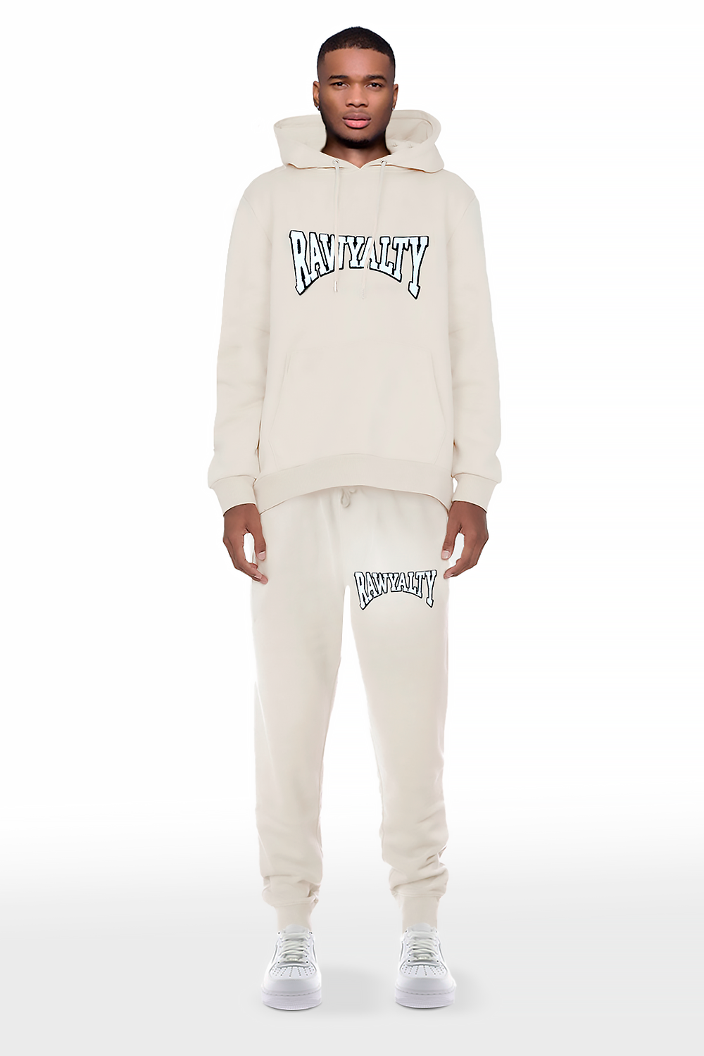 Men Rawyalty White Chenille Hoodie and Joggers Set