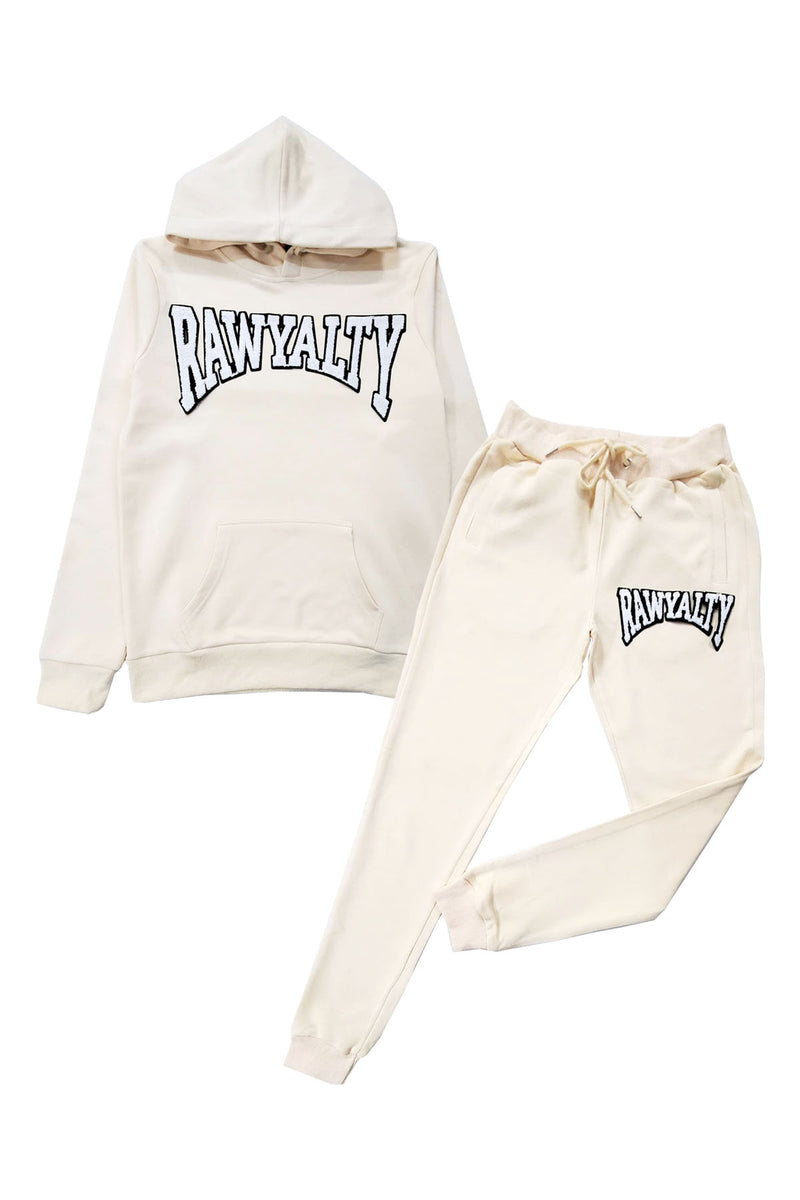 Men Rawyalty White Chenille Hoodie and Joggers Set