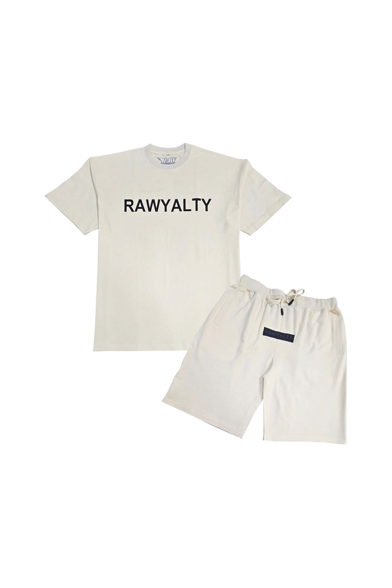 Men 007 RAWYALTY Black Rubberized Oversized T-Shirt and Cotton Shorts Set