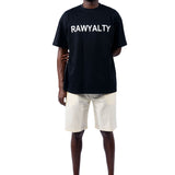 Men 007 RAWYALTY White Rubberized Oversized T-Shirt and Cotton Shorts Set