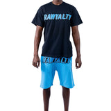 Men 004 RAWYALTY Carolina Blue 3D Embroidery T-Shirt and Cotton Shorts Set