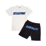 Men 004 RAWYALTY Carolina Blue 3D Embroidery T-Shirt and Cotton Shorts Set