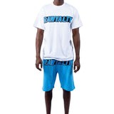 Men 004 RAWYALTY Carolina Blue 3D Embroidery T-Shirt and Cotton Shorts Set