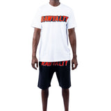 Men 004 RAWYALTY Red 3D Embroidery T-Shirt and Cotton Shorts Set