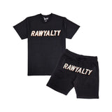 Men 004 RAWYALTY White 3D Embroidery T-Shirt and Cotton Shorts Set