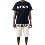 Men 004 RAWYALTY White 3D Embroidery T-Shirt and Cotton Shorts Set