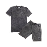 Men 3D Stitch Logo Black Embroidery Crew Neck T-Shirt and Cotton Shorts Set - Rawyalty Clothing