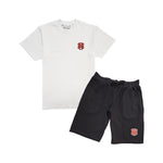 Men 3D Stitch Logo Red Embroidery Crew Neck T-Shirt and Cotton Shorts Set - Rawyalty Clothing