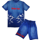 Men Broken Soul Try Me Chenille T-Shirt and Cotton Shorts Set