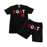 Men GOAT Red/White Chenille Crew Neck and Cotton Shorts Set