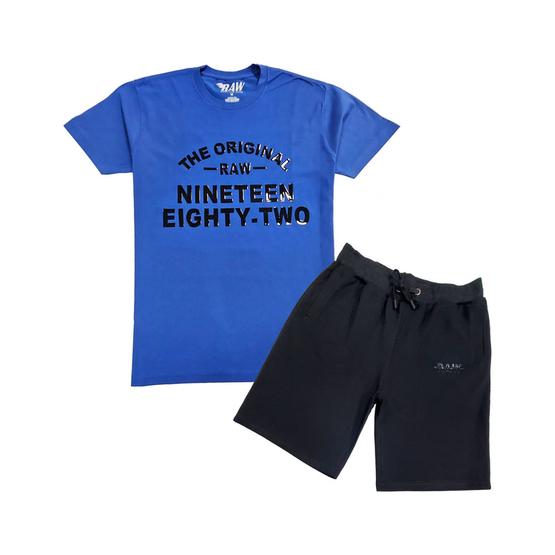 Men The Original -RAW- Black Silicone Crew Neck T-Shirts and Cotton Shorts Set