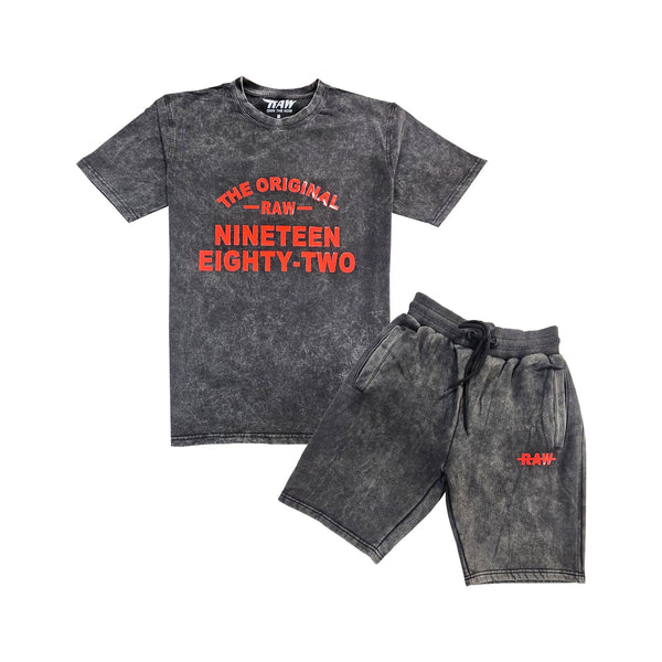 Men The Original -RAW- Red Silicone Crew Neck T-Shirt and Cotton Shorts Set