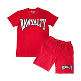 Men Rawyalty White Chenille Crew Neck T-Shirts and Cotton Shorts Set