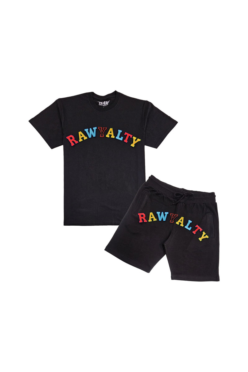 Men A7 Rawyalty Embroidery T-Shirt and Cotton Shorts Set