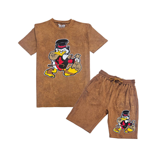 Men Secure The Bag Chenille Crew Neck and Cotton Shorts Set - Rawyalty Clothing