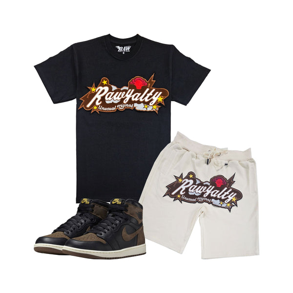 Men Rawyalty Unusual Suede T-Shirt and Cotton Shorts Set