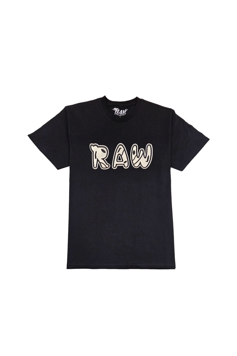 Men 003 RAW Black/White 3D Embroidery T-Shirt