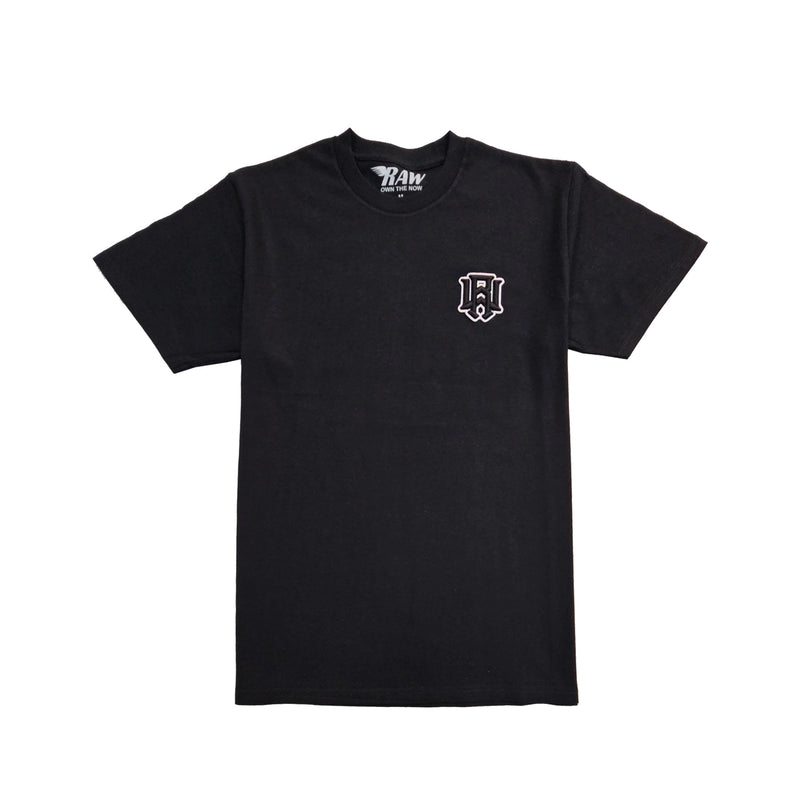 Men 3D Stitch Logo Black Embroidery Crew Neck T-Shirt - Rawyalty Clothing