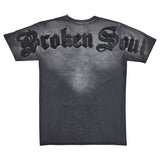 Men Broken Soul Black Chenille T-Shirt