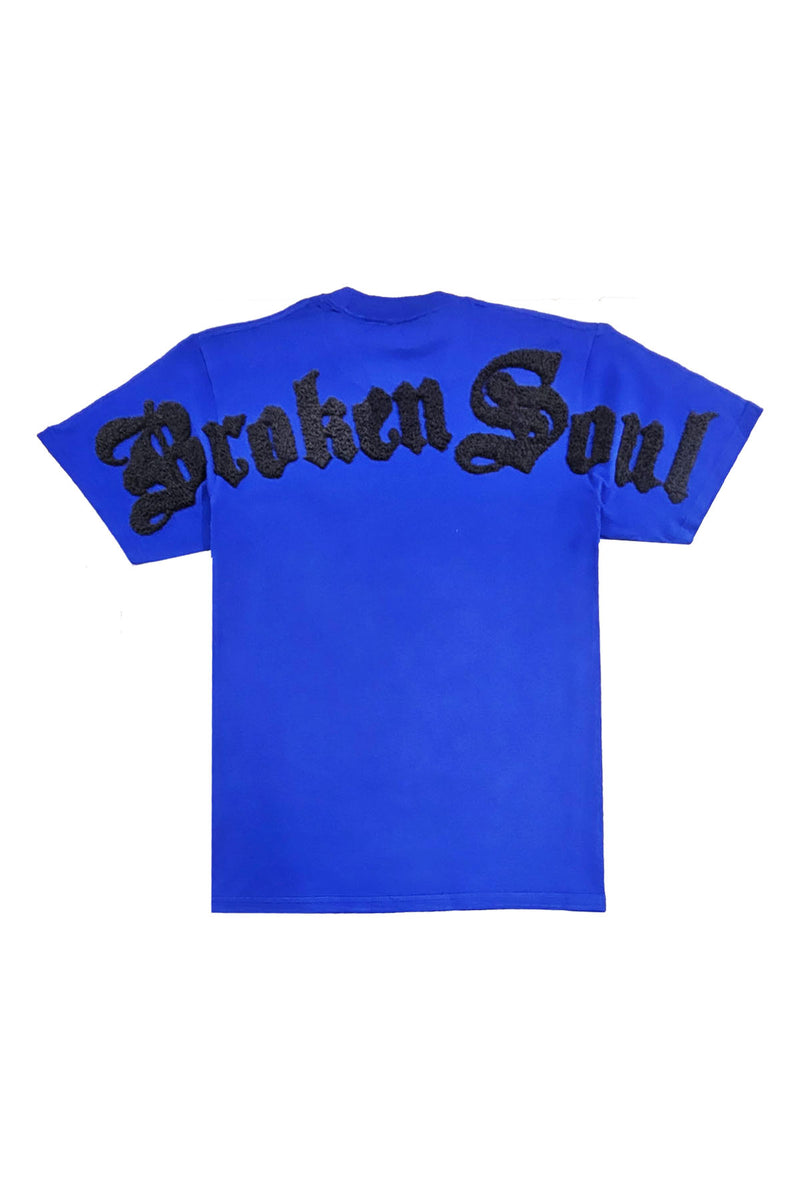 Men Broken Soul Black Chenille T-Shirt