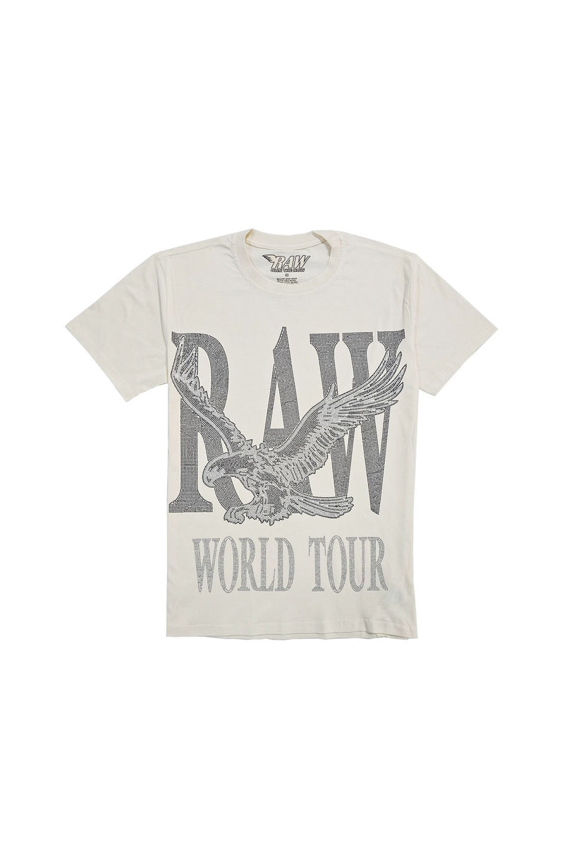 Men RAW World Tour Black Bling Crew Neck T-Shirts