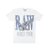 Men RAW World Tour Light Blue Bling Crew Neck T-Shirt