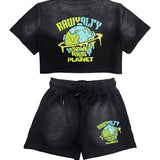 Women Save Our Planet Cropped T-Shirts and Cotton Shorts Set