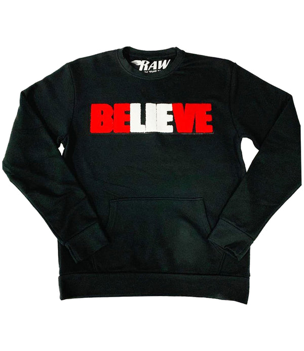 BELIEVE Chenille Long Sleeves - Black - Rawyalty Clothing