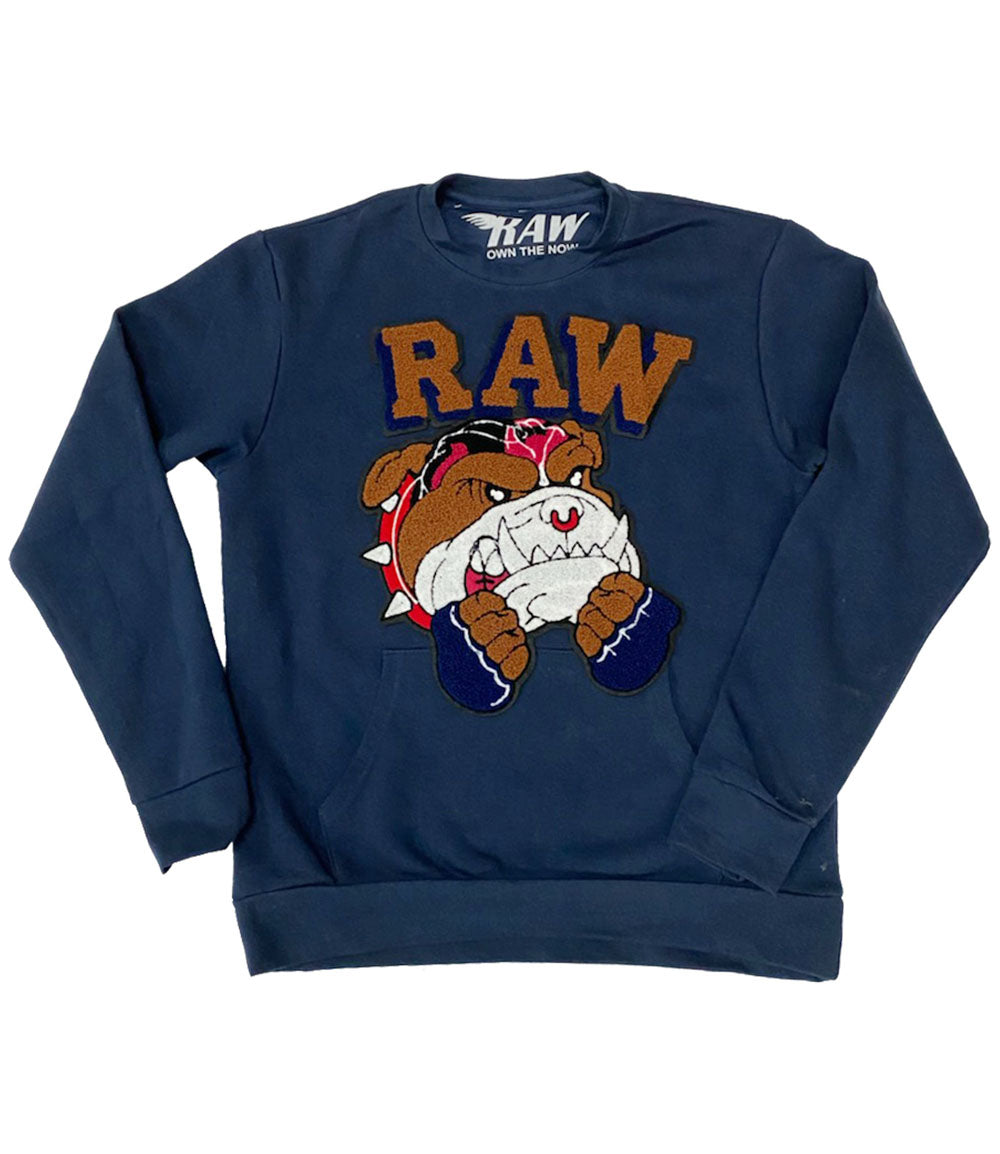 Bulldog Chenille Long Sleeves - Navy - Rawyalty Clothing