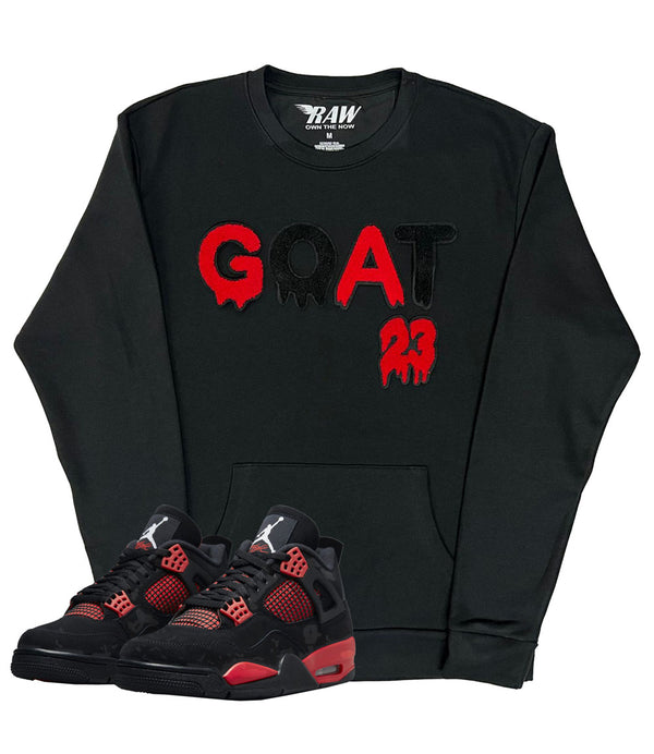 Men GOAT Red/Black Chenille Long Sleeves - Black - Rawyalty Clothing
