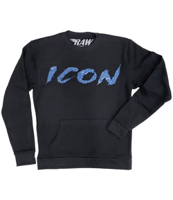 Cursive ICON Light Blue Bling Long Sleeves - Black - Rawyalty Clothing