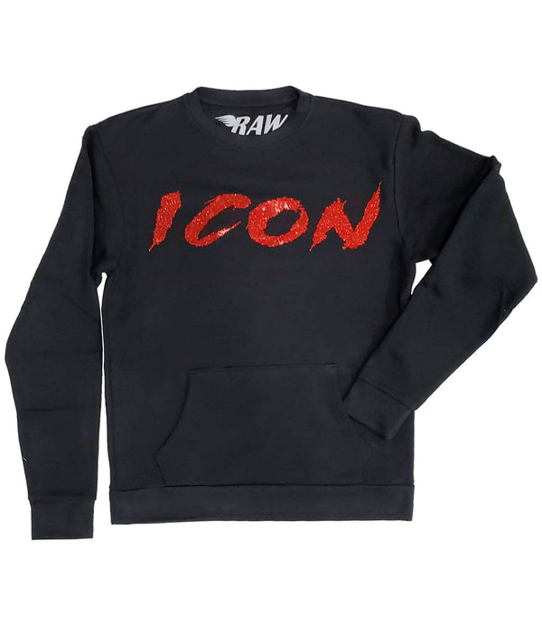 Cursive ICON Red Bling Long Sleeves - Black - Rawyalty Clothing