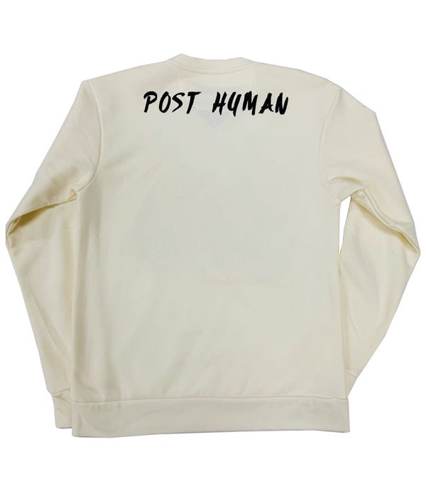 Men Post Human Teddy Print Long Sleeves - Cream - Rawyalty Clothing